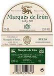 Marques De Irun Rueda Blanco Superior Verdejo 2018 750ml